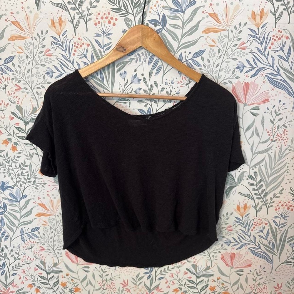 Y2K Hollister Black Crochet Lace Insert Slouchy Top